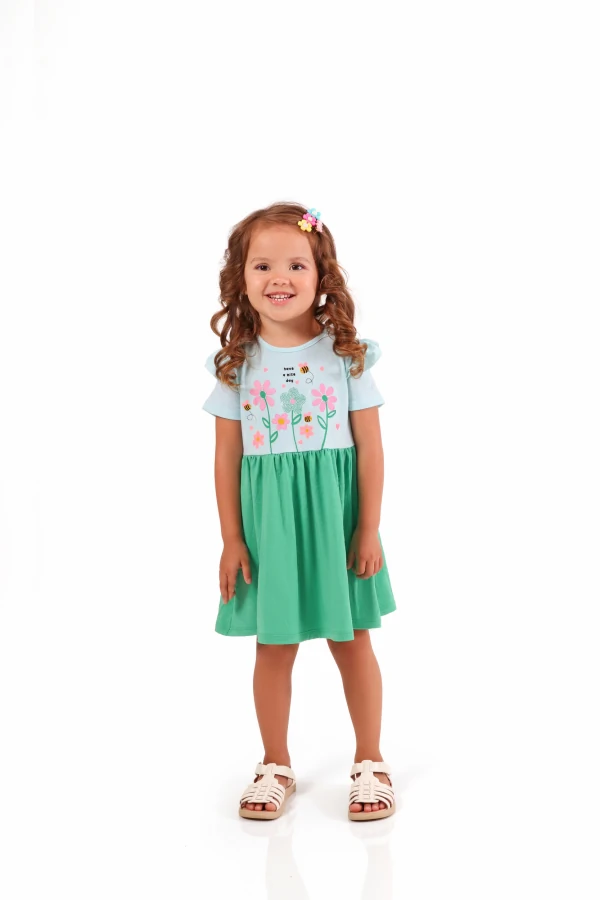 Vestido Infantil Babadinho E Flores