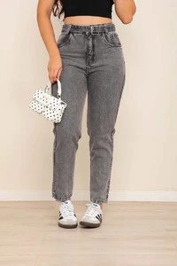 Calça Mom Grafite Com Cinto 08509