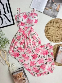Vestido Longo Floral Rosa 000149