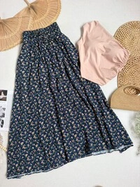 Saia Floral Leoni Azul