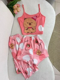 Pijama 3 peças Capivara Salmão