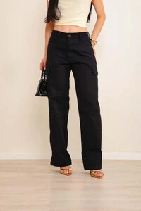 Calça Jeans Cargo Preto 01715