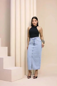 Saia Midi Jeans Clara 08074