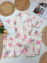 Pijama 3 Peças Morango Nude