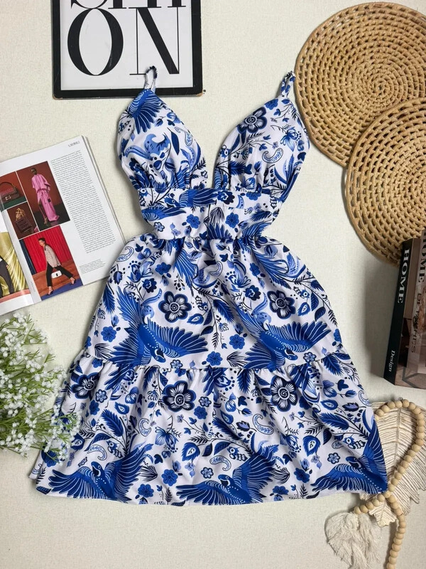 Vestido Pamela Azul/Branco