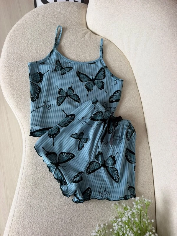 Conjunto Pijana Borboleta Azul 691360