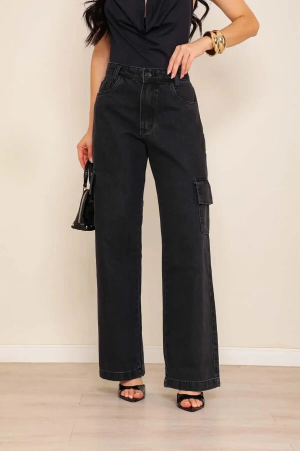 Calça Jeans Grafite Cargo Sandra 08417