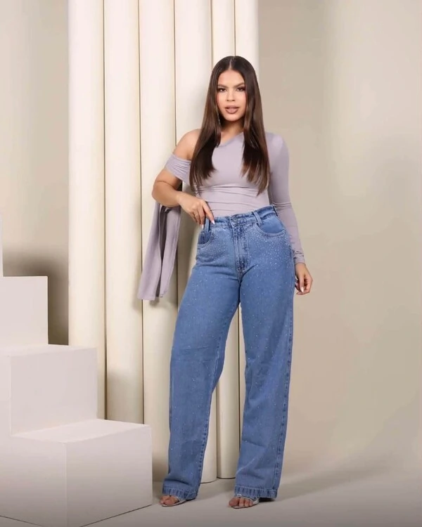 Calça Widleg Com Brilho 7814