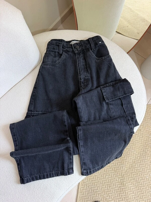 Calça Widleg Cargo Preta 08.417