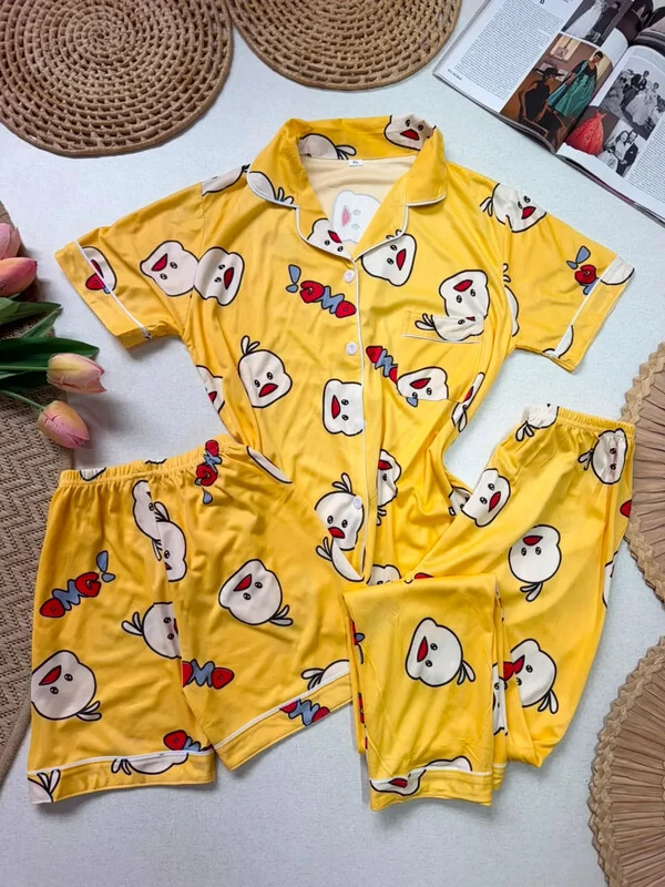 Pijama 3 Peças Amarelo