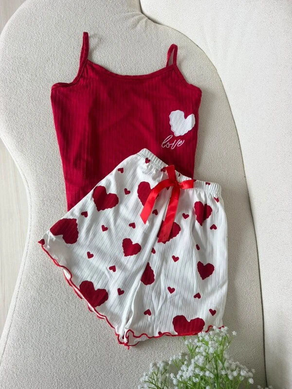 Conjunto Pijama Love Vermelho/Branco 631360