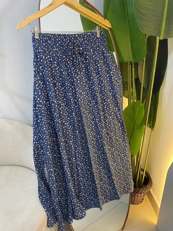 Saia Midi Sandra Azul 000171