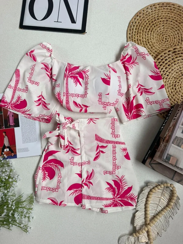 Conjunto Sarah Branco/Rosa 000205