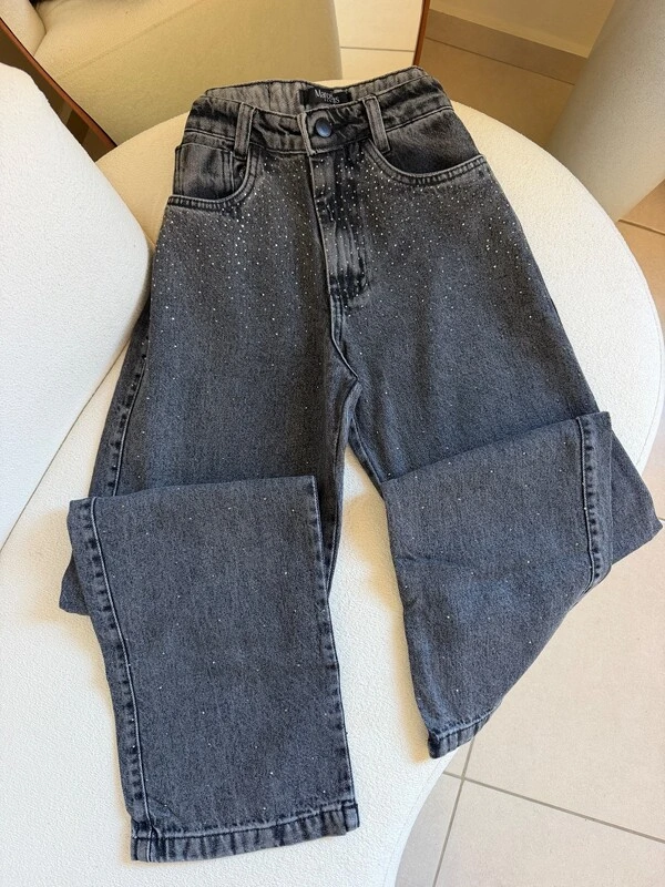 Calça Widleg Grafite Com Brilho
