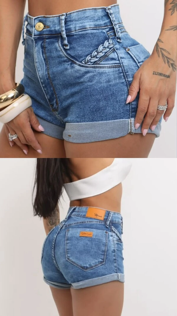 Shorts Jeans Melinda Com Trança 32152