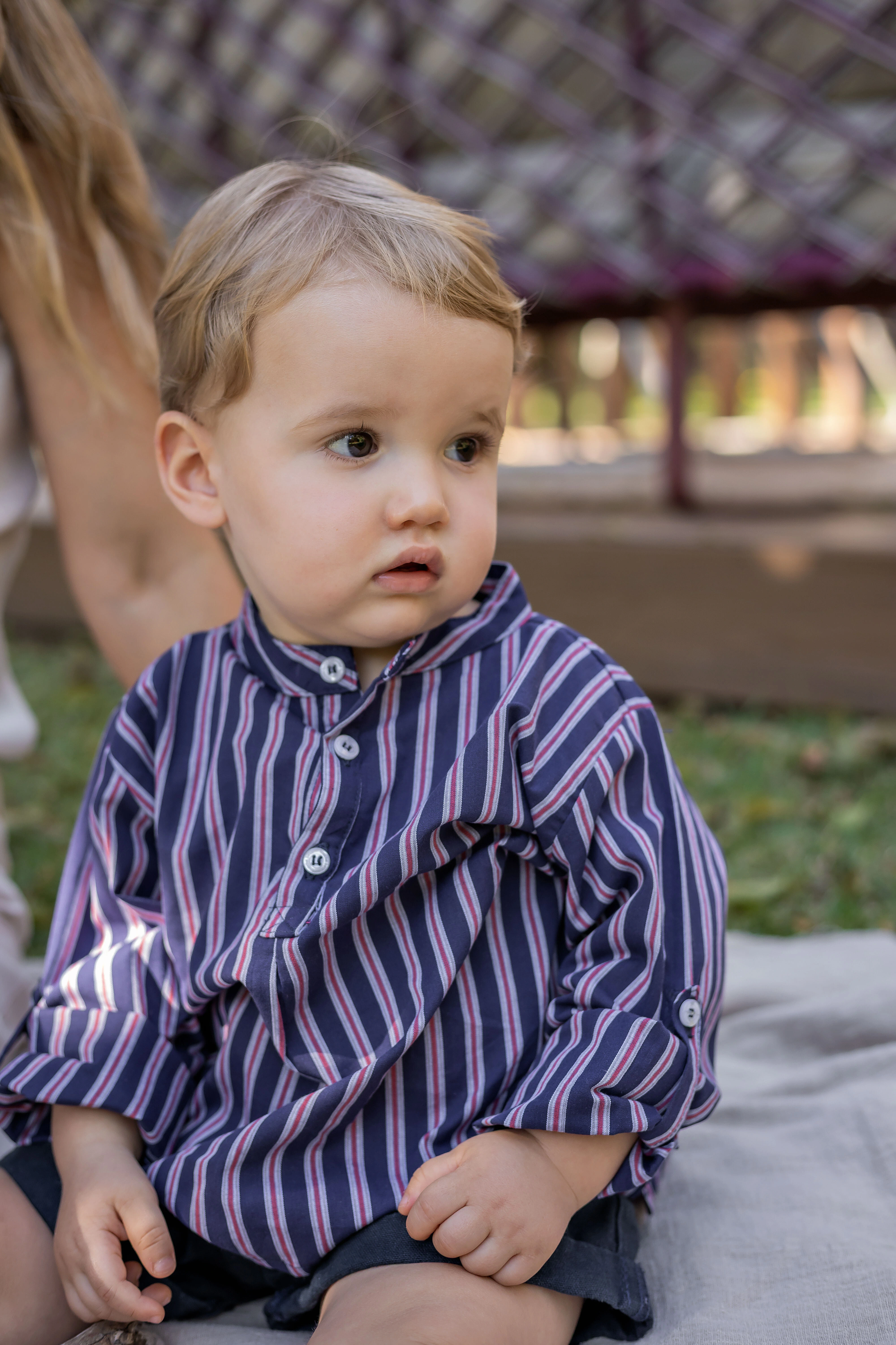 Foto Camisa Gola Padre Fio Tinto Azul Marinho Vermelho