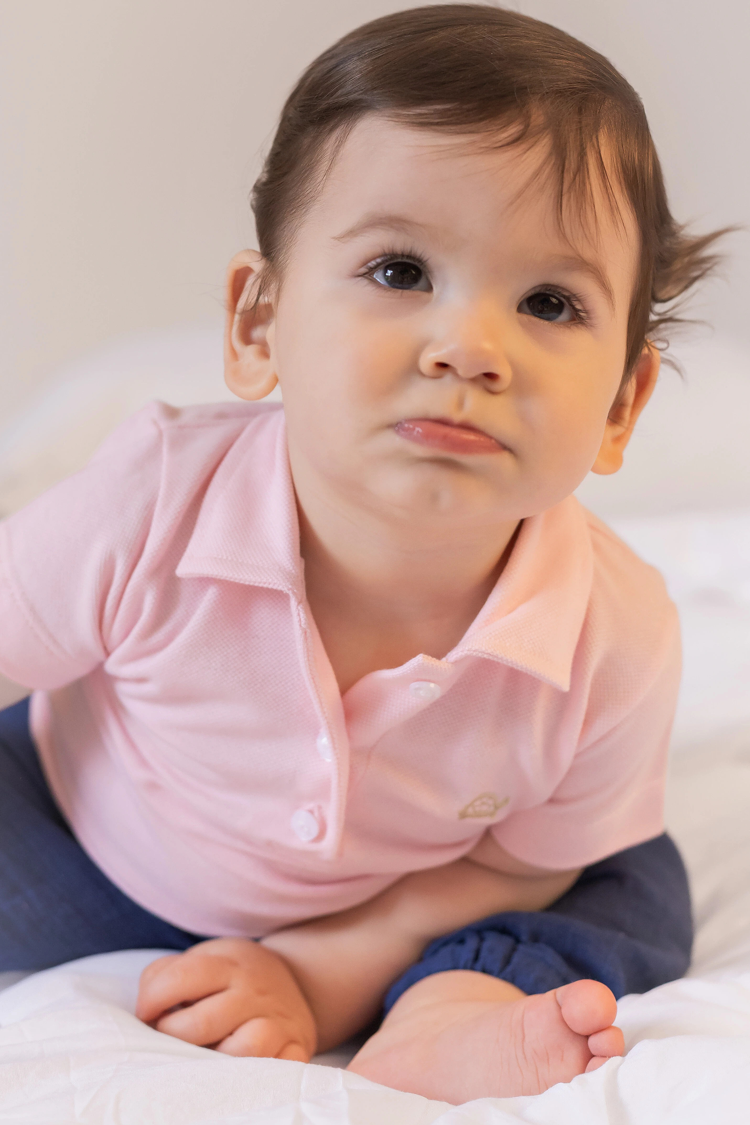 Foto Camiseta Piquet Polo Manga Curta Rosa Bebê