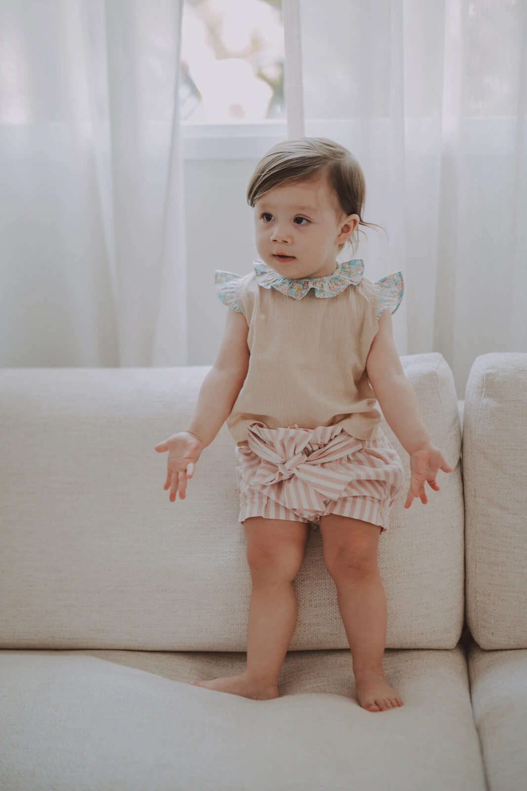 FotoShorts Laço Listrinha Rosa