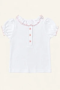 Camiseta Frufru Algodão Egípcio Rosa Claro