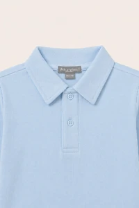 Camiseta Polo Manga Longa Pima Azul Bebê