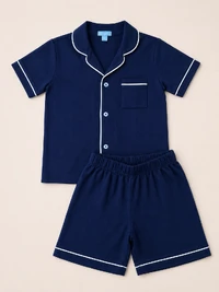 Pijama Curto Pima Azul Marinho