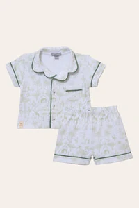 Pijama Toile du Jouy Algodão Egípcio Verde