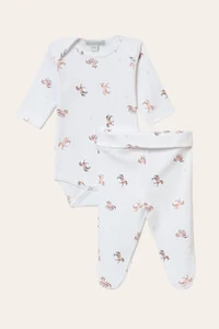 Conjunto Horses Algodão Egípcio Branco Bege