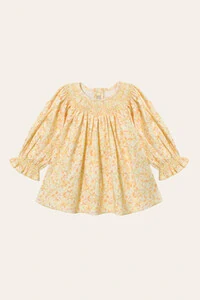 Vestido Smock Floral Pima Amarelo