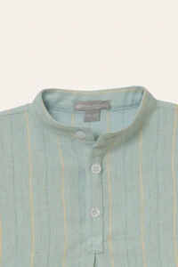 Camisa Gola Padre Listrinha Leve Azul Claro
