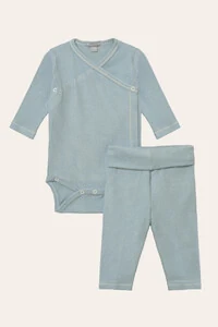 Conjunto Kimono Canelado Azul Bebê