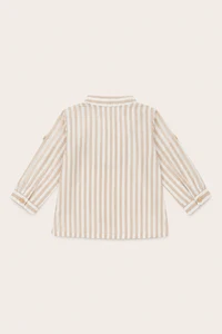 Camisa Gola Padre Listrada Bege