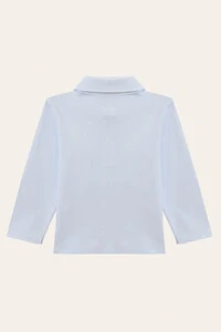 Camiseta Polo Manga Longa Pima Azul Bebê