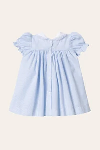 Vestido Eliza Listrinha Azul Bebê Branco