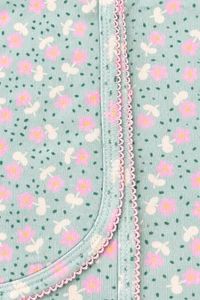 Manta Flor Algodão Egípcio Rosa Verde