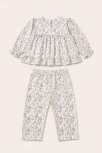 Pijama Floral Pima Rosa Lilás