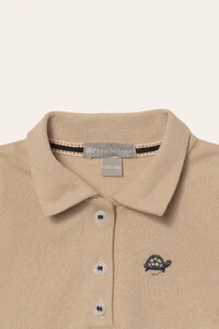 Camiseta Polo Piquet Manga Curta Bege Claro