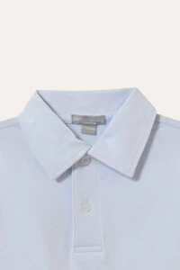 Camiseta Polo Manga Longa Pima Azul Bebê