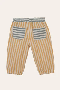 Calça Adora Listrinha Bicolor Azul Jeans Mostarda