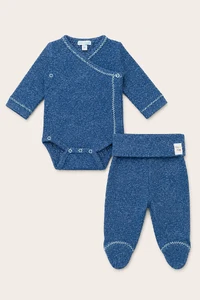 Conjunto Kimono Canelado Azul Marinho