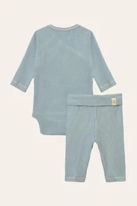 Conjunto Kimono Canelado Azul Bebê