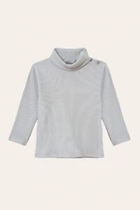 Camiseta Canelado Gola Alta Cinza