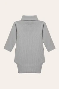 Body Canelado Gola Alta Cinza