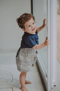 Shorts Suspensório Tweed Azul