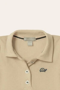 Camiseta Polo Piquet Manga Curta Bege Claro