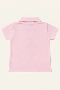 Camiseta Piquet Polo Manga Curta Rosa Bebê