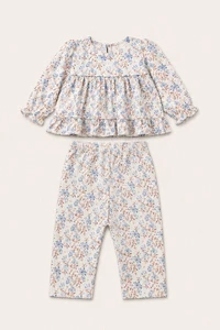 Pijama Floral Pima Rosa Lilás