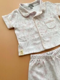 Pijama Toile du Jouy Algodão Egípcio Rosa