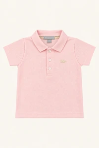 Camiseta Piquet Polo Manga Curta Rosa Bebê
