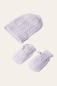 Kit Gorro e Luva Tricot Lilás