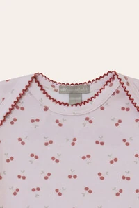 Body Americano Manga Curta Algodão Egípcio Cereja Rosa Vinho